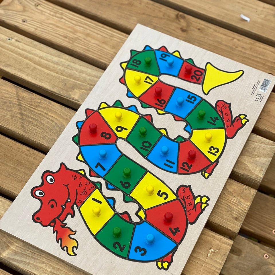 dragon numbers to 20 wooden peg puzzle