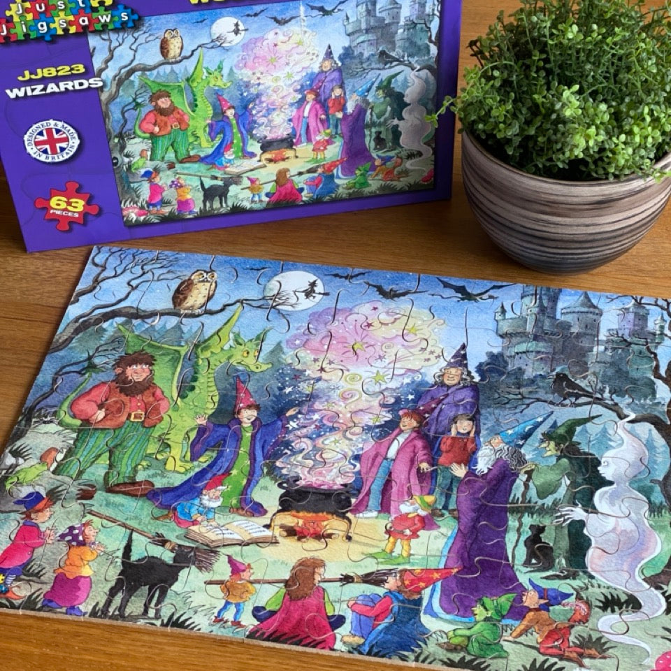 Magical Wizard and dragon wooden jigsaw puzzle