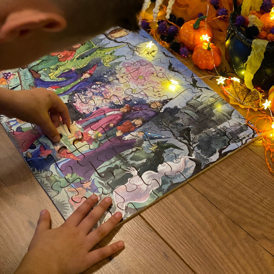 Magical Wizard and dragon wooden jigsaw puzzle
