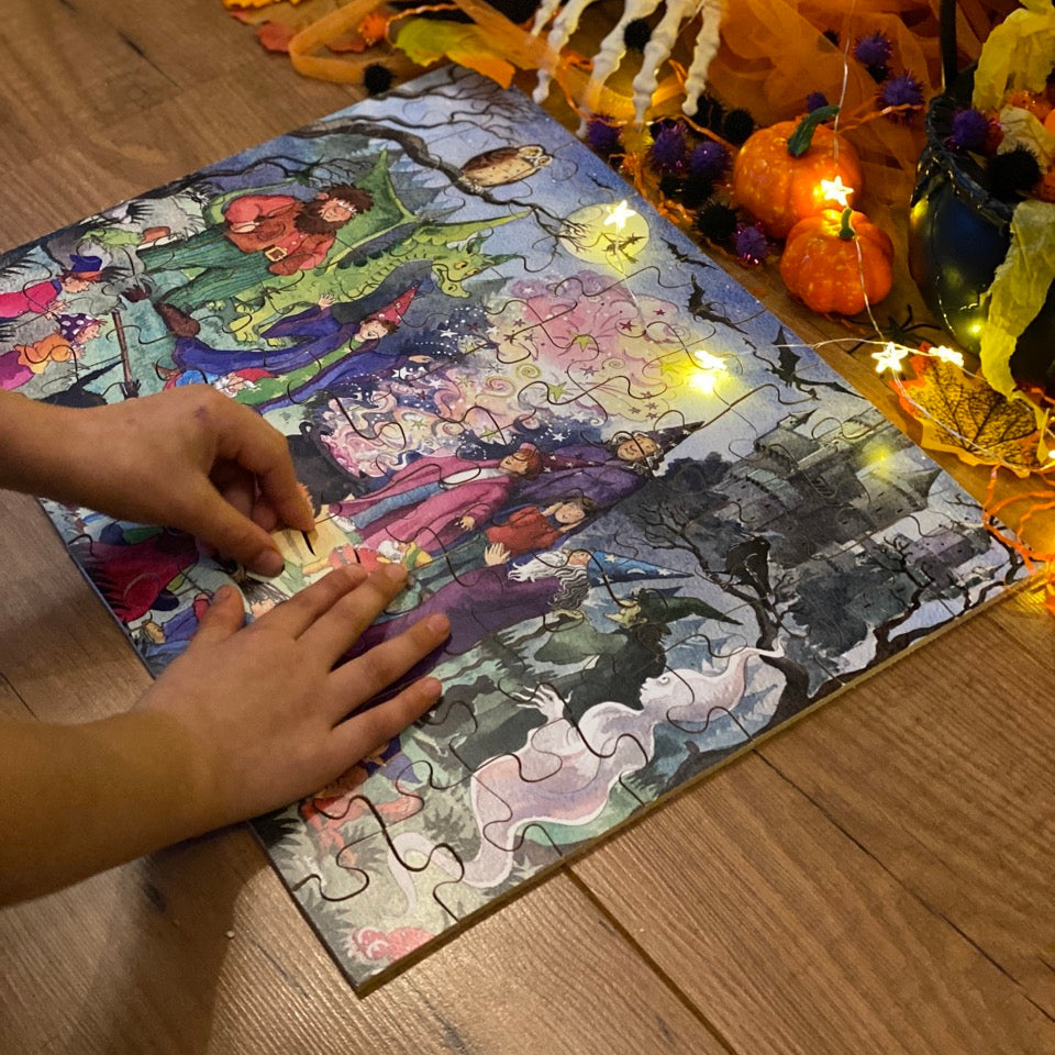 Magical Wizard and dragon wooden jigsaw puzzle