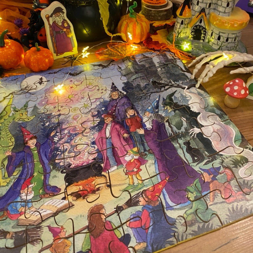 Magical Wizard and dragon wooden jigsaw puzzle