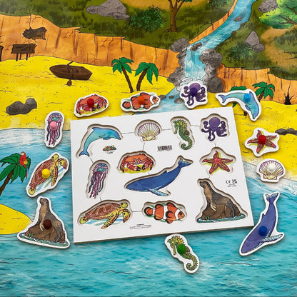 Wooden Peg Puzzle - Sealife / Oceans