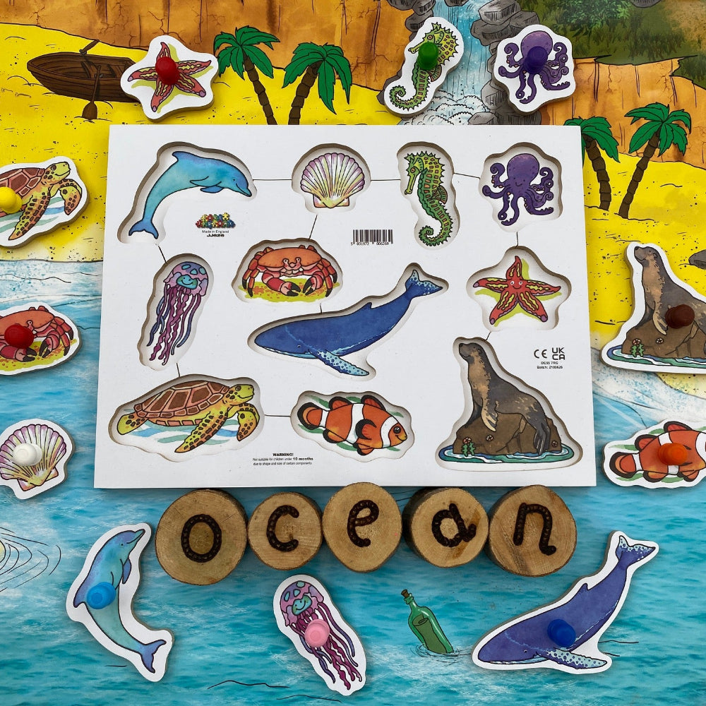 Wooden Peg Puzzle - Sealife / Oceans