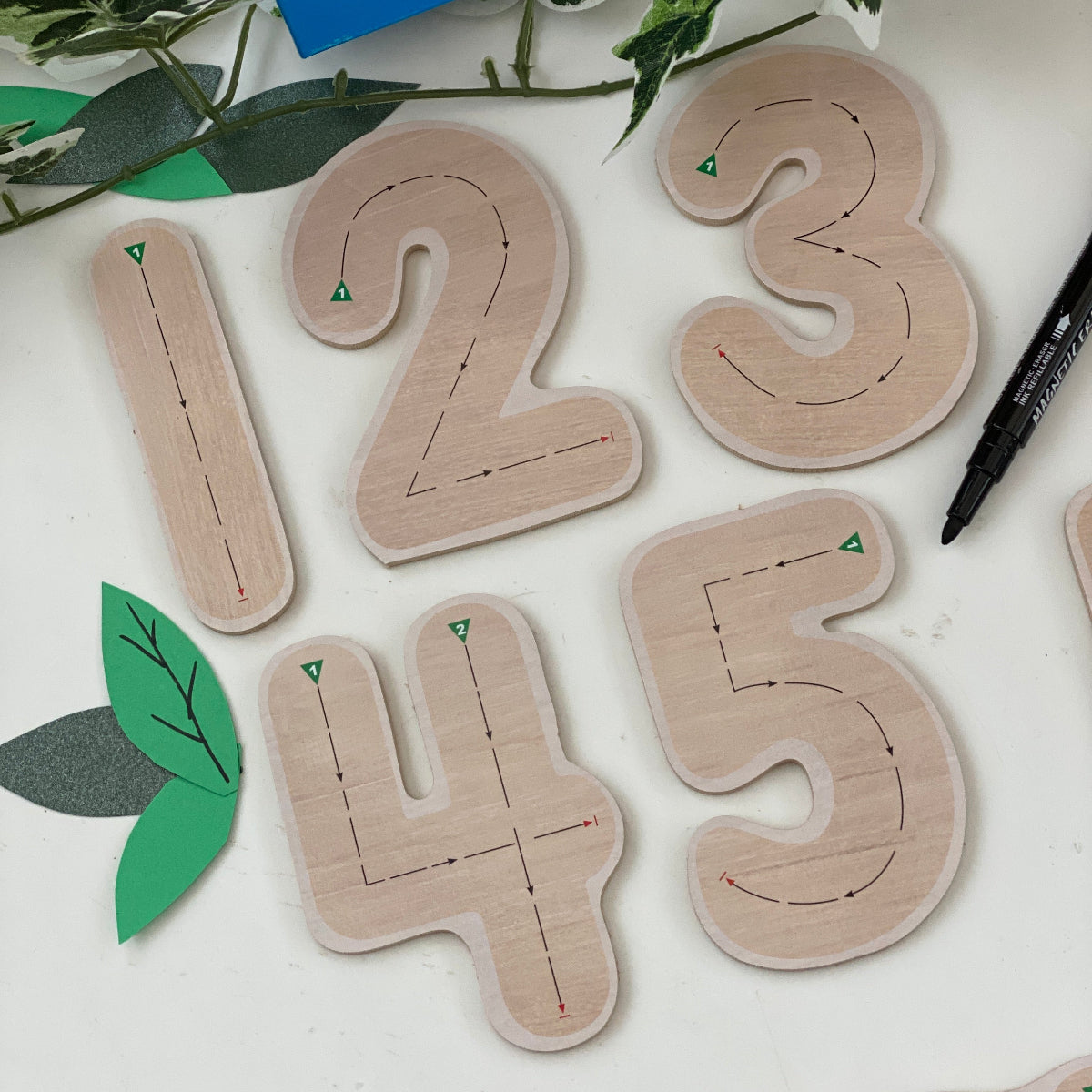 Wooden number formation pieces