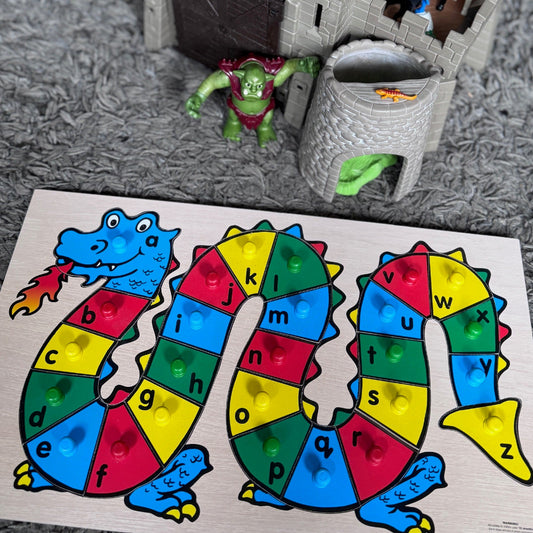 Dragon Alphabet - 26 piece Wooden Peg Puzzle