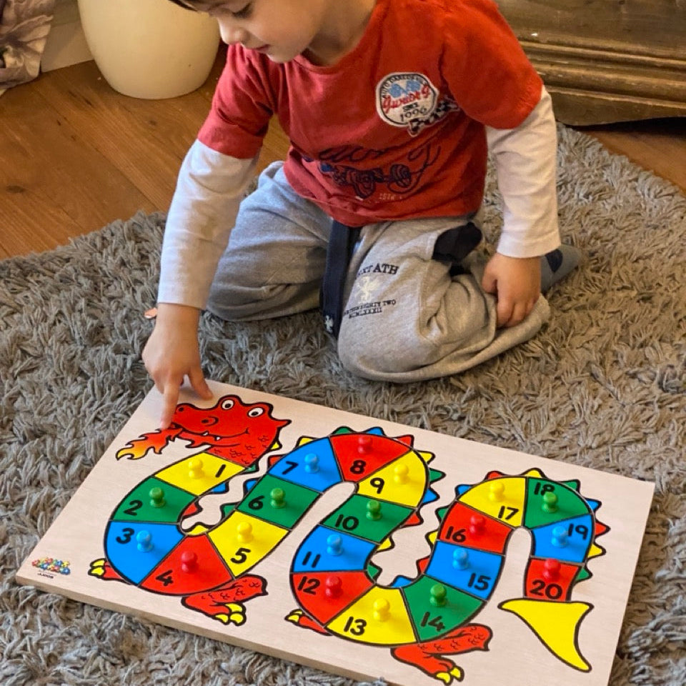 dragon numbers to 20 wooden peg puzzle