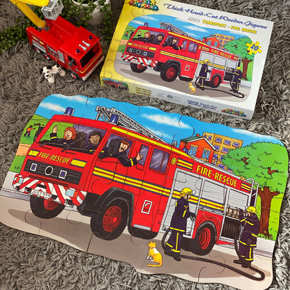 Fire Engine Shaped Wooden Jigsaw Puzzle for Children