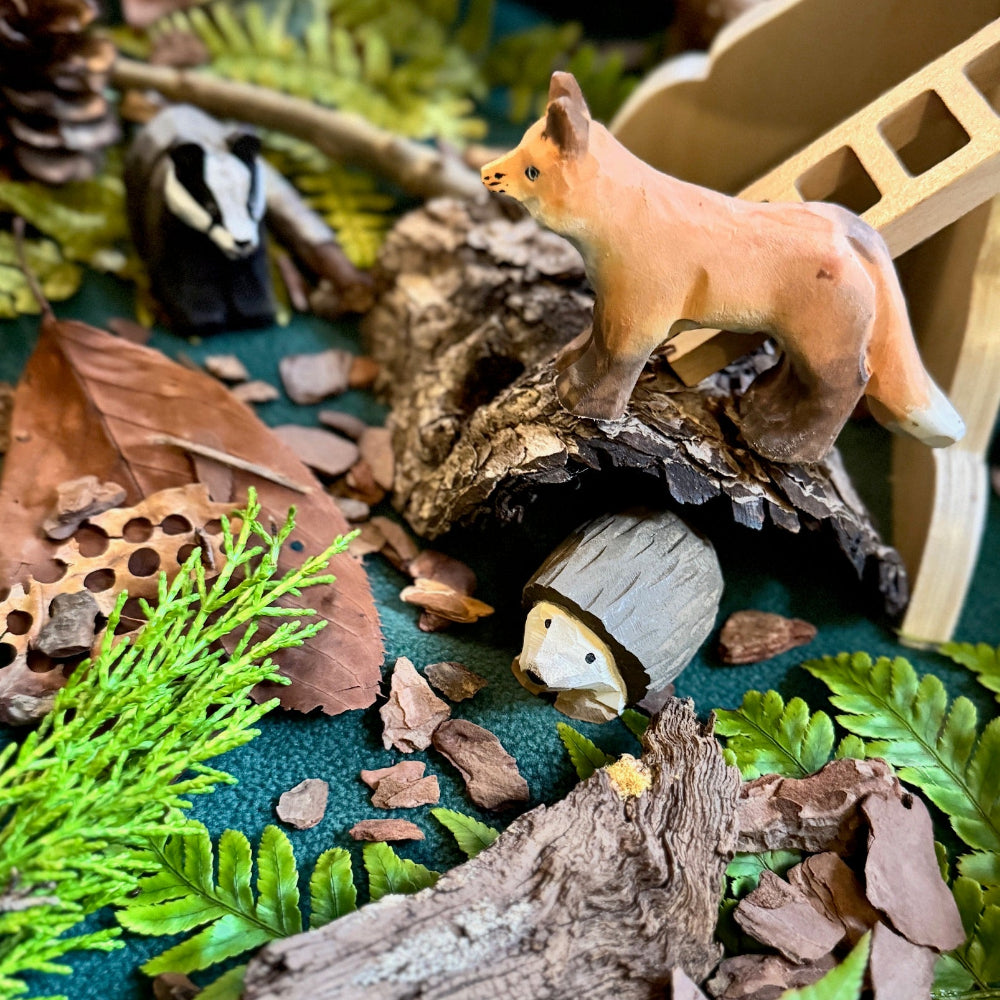 Hand Carved Woodland Animal Figures - Hedgehog