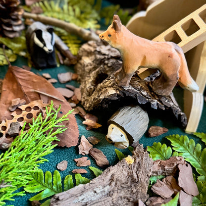 Hand Carved Woodland Animal Figures - Hedgehog