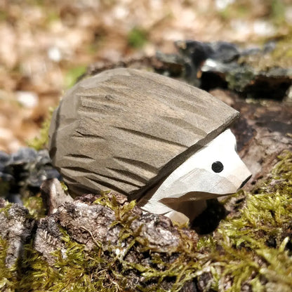 Hand Carved Woodland Animal Figures - Hedgehog