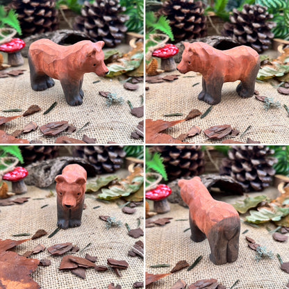 Hand Carved Woodland Animal Figures - Bear