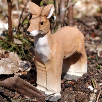 Hand Carved Woodland Animal Figures - Deer