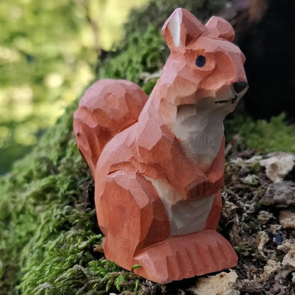 Hand Carved Woodland Animal Figures - Squirrel