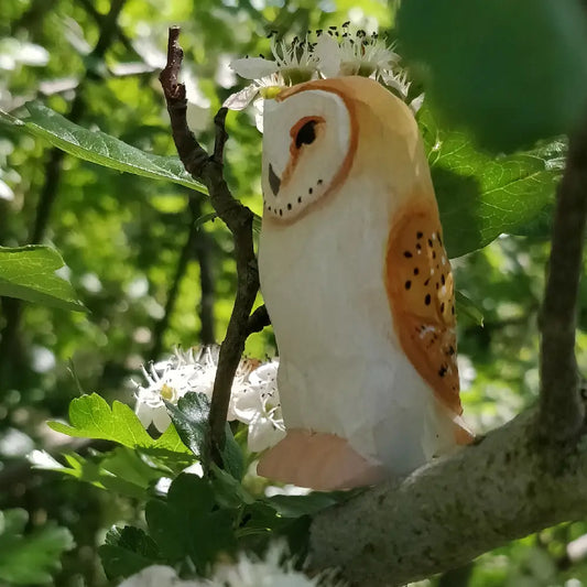 Hand Carved Woodland Animal Figures - Owl